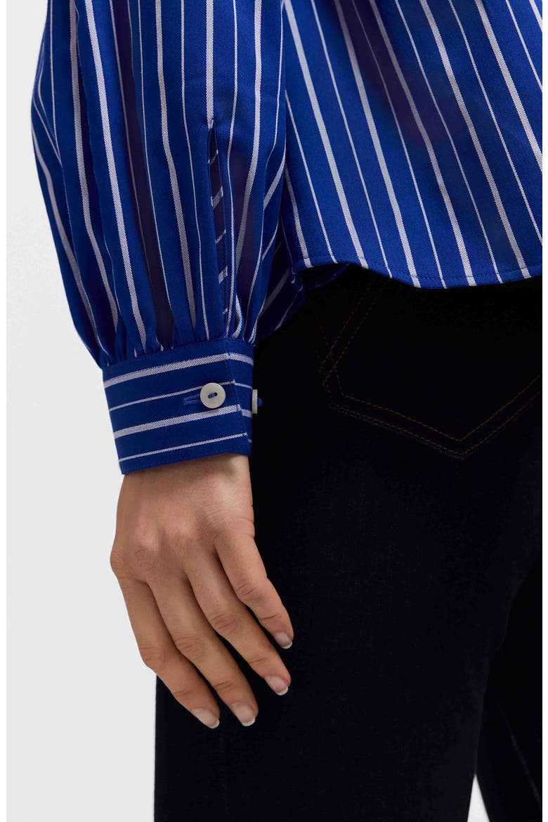 Daphne Stripe Stretch Cotton Blend Pullover Shirt, Alternate, color, BLUE/ WHITE