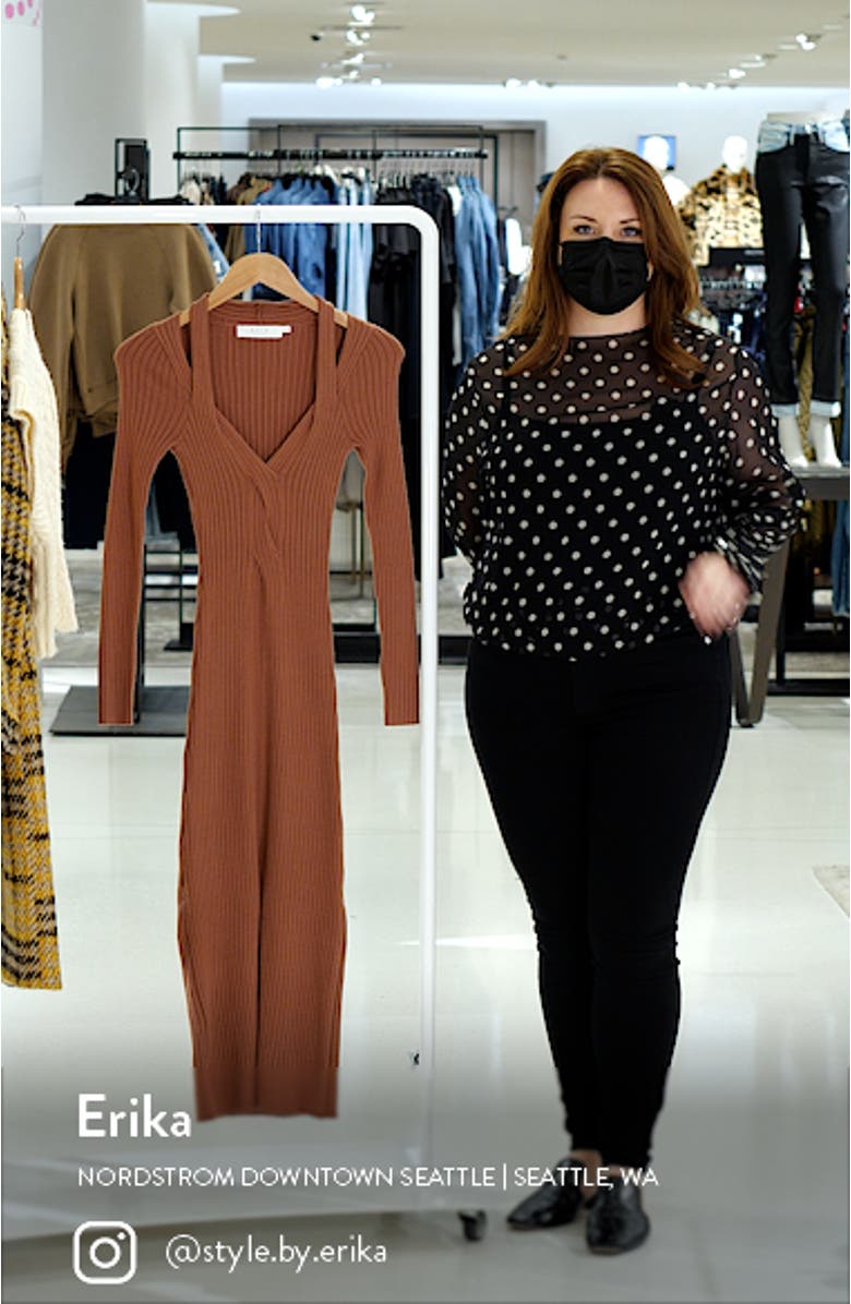 Twist Front Long Sleeve Sweater Dress, sales video thumbnail