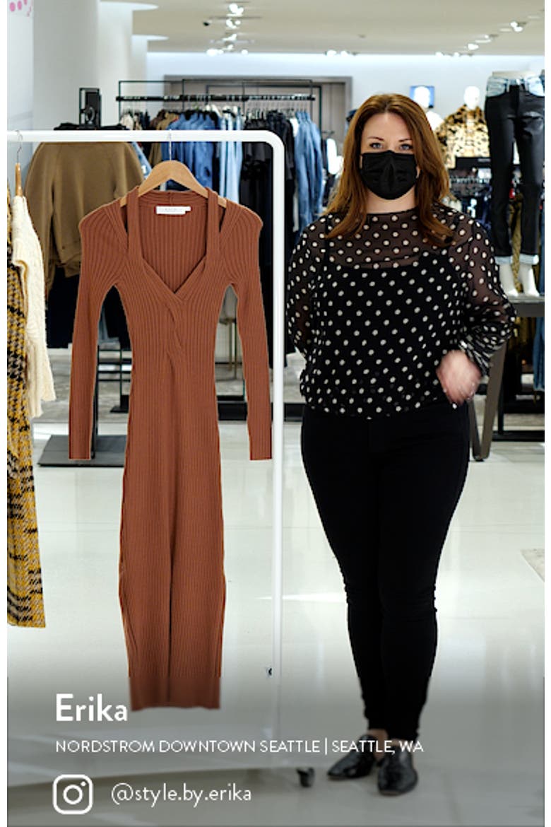 Twist Front Long Sleeve Sweater Dress video