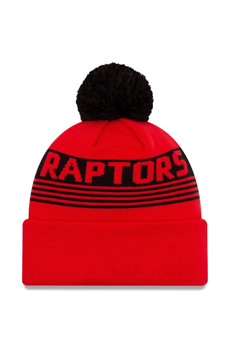 New Era Men's New Era Red Toronto Raptors Proof Cuffed Knit Hat with Pom, Alternate, color,