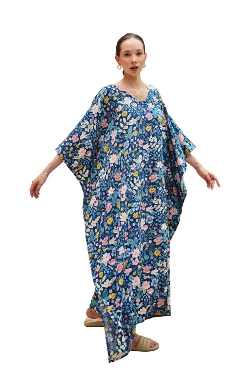 Pink Haley Oaklynn Kaftan Dress In Blue