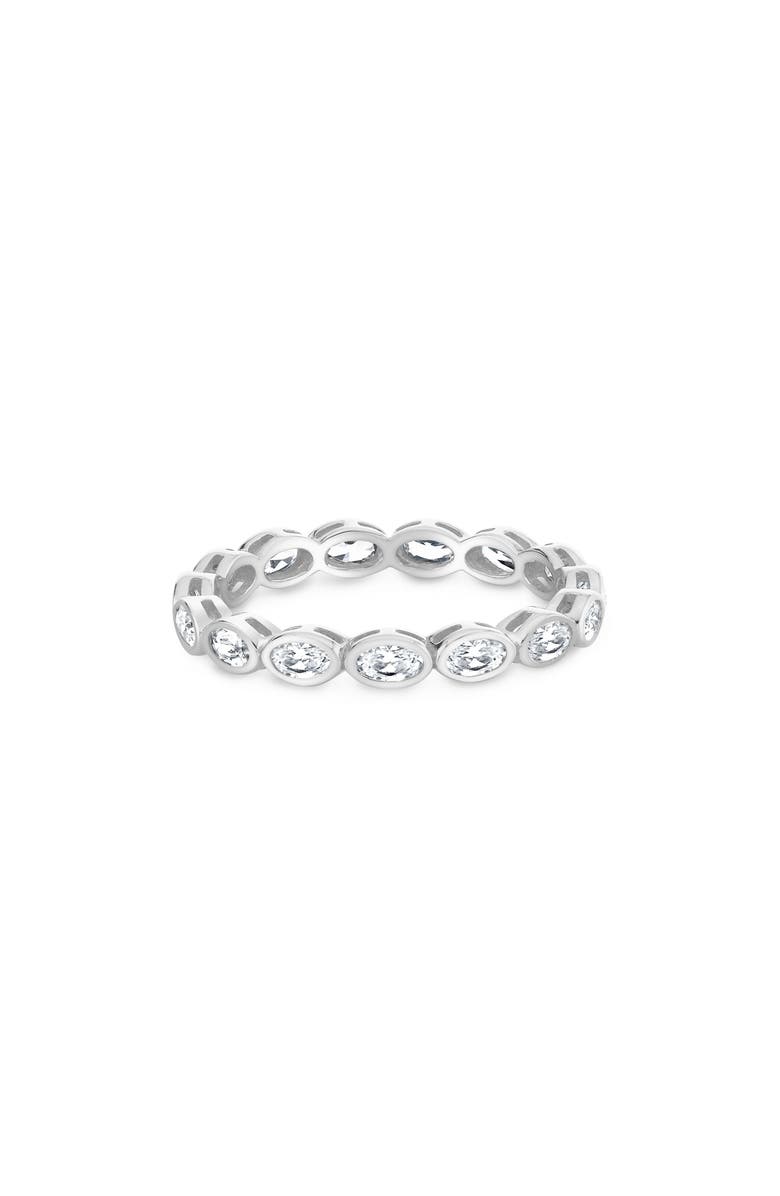 Crislu Oval Cut Cubic Zirconia Eternity Ring, Alternate, color, Pure Platinum / Clear Stone