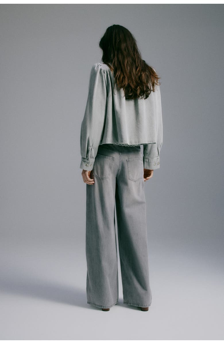 H&M Wide-leg regular waist jeans, Alternate, color, Gray