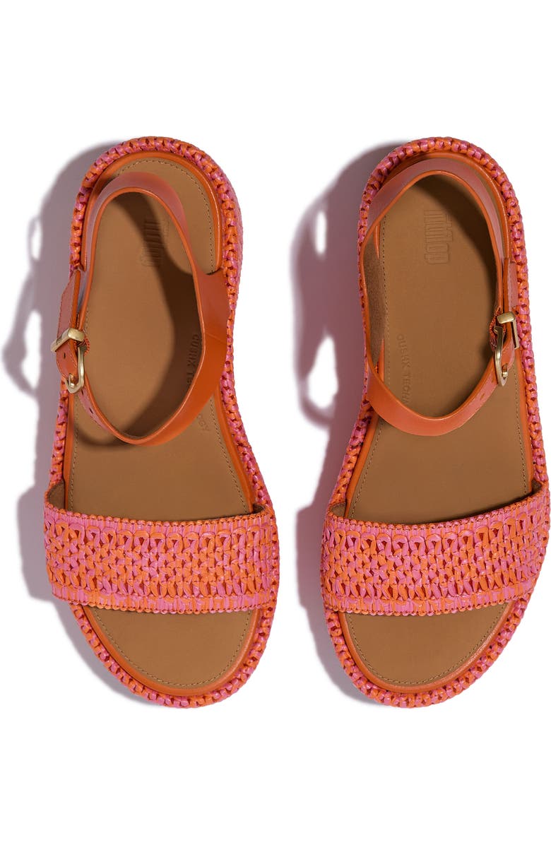 FitFlop PlatFForms Woven Ankle Strap Wedge Sandal, Alternate, color, Satsuma/Pink Perfect