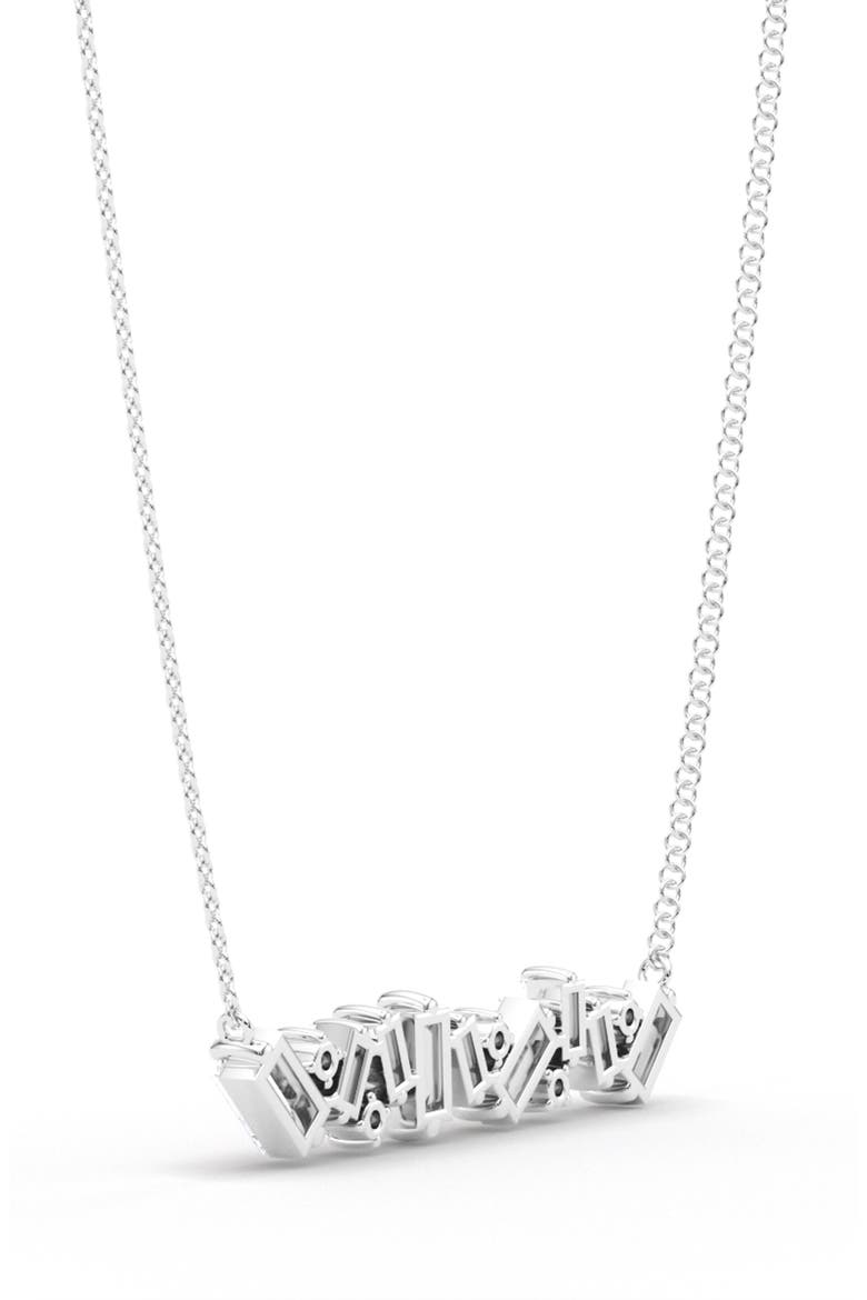 Baguette & Round Lab Created Diamond Pendant Necklace, Alternate, color, 18K WHITE GOLD