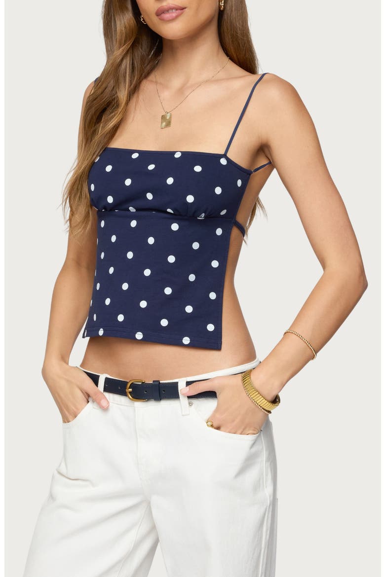 Jinx Polka Dot Open Back Camisole, Alternate, color, NAVY-AND-WHITE