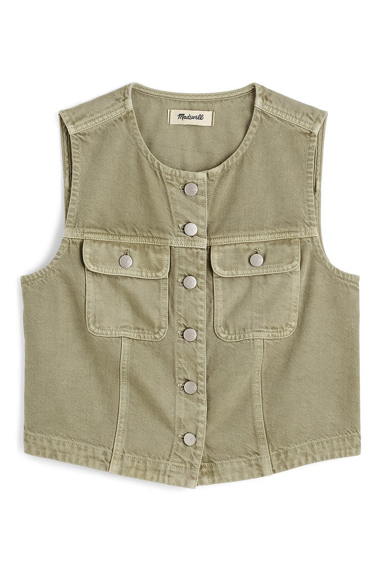 Crop Denim Vest, Alternate, color, SAGEBRUSH