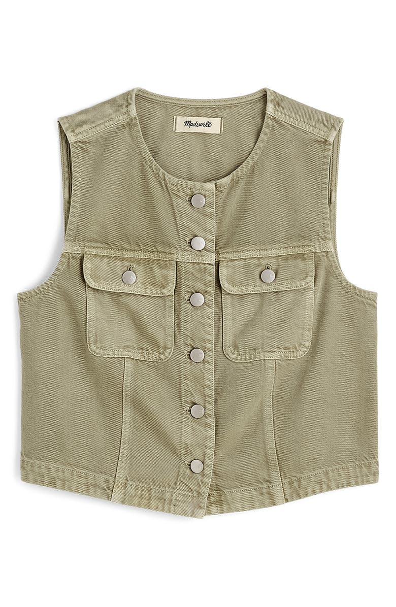 Madewell Crop Denim Vest, Alternate, color, Sagebrush