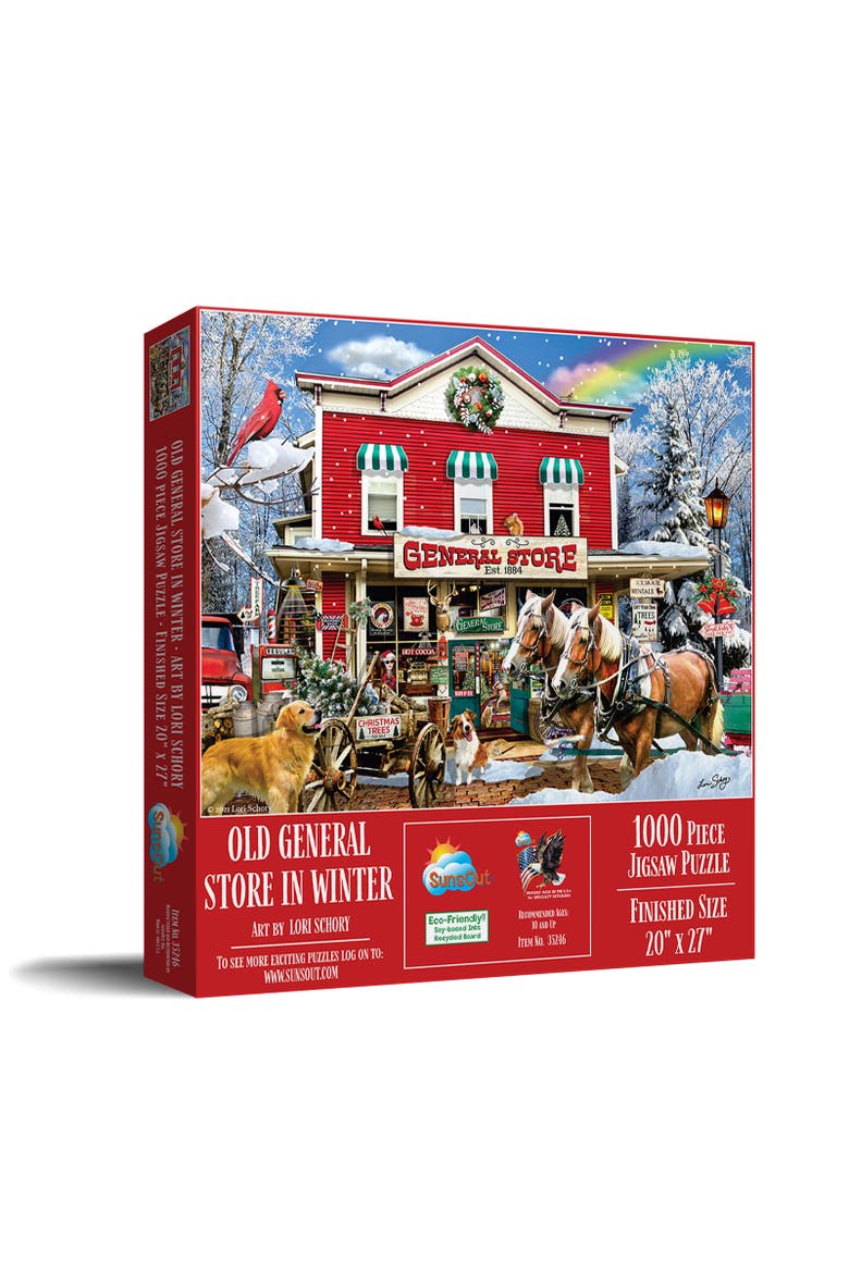 Old General Store Winter 1000 piece Jigsaw Puzzle for Adults, Main, color, Multicolor