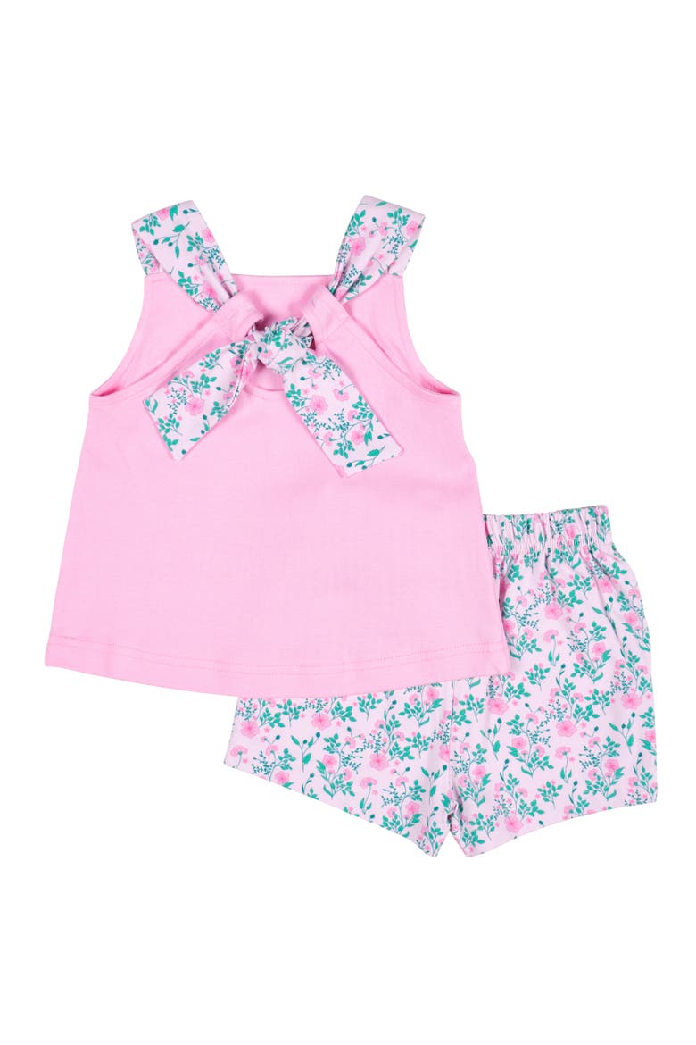 Top with Flower and Floral Print Shorts, Alternate, color, Pink