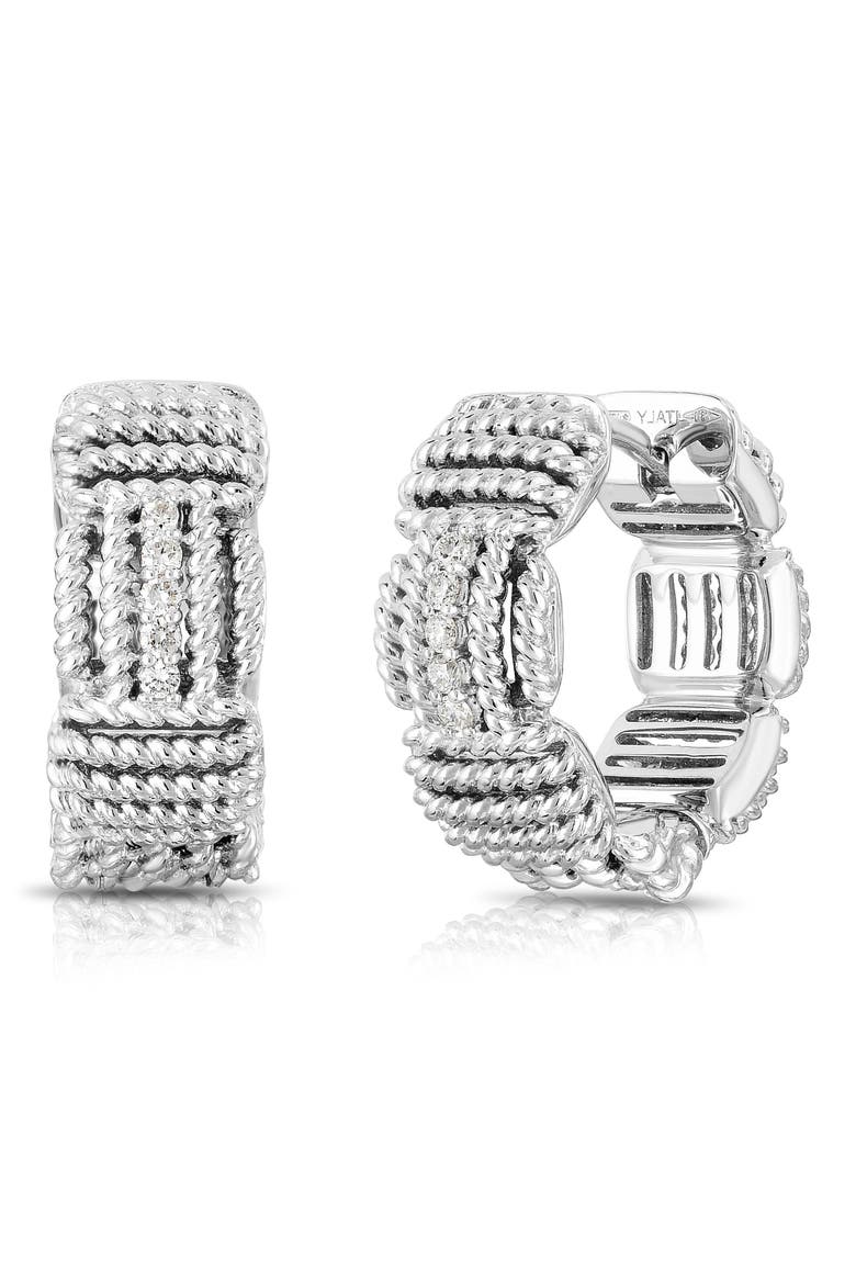 Opera Diamond Hoop Earrings, Main, color, WHITE GOLD/ DIAMOND