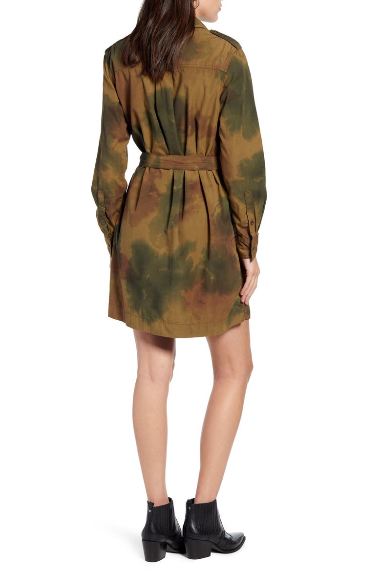 Justine Watercolor Camo Long Sleeve Cotton Shirtdress, Alternate, color, WATERCOLOR CAMO