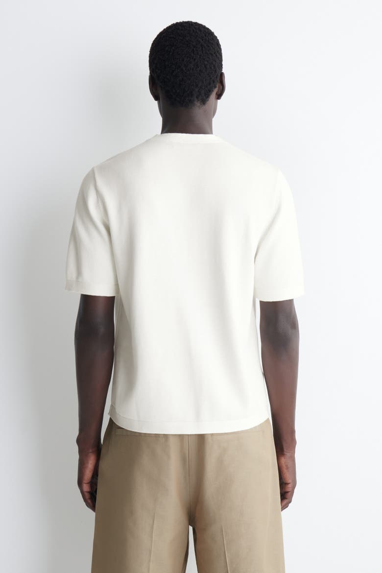 Knitted Cotton T-shirt, Alternate, color, OFF-WHITE