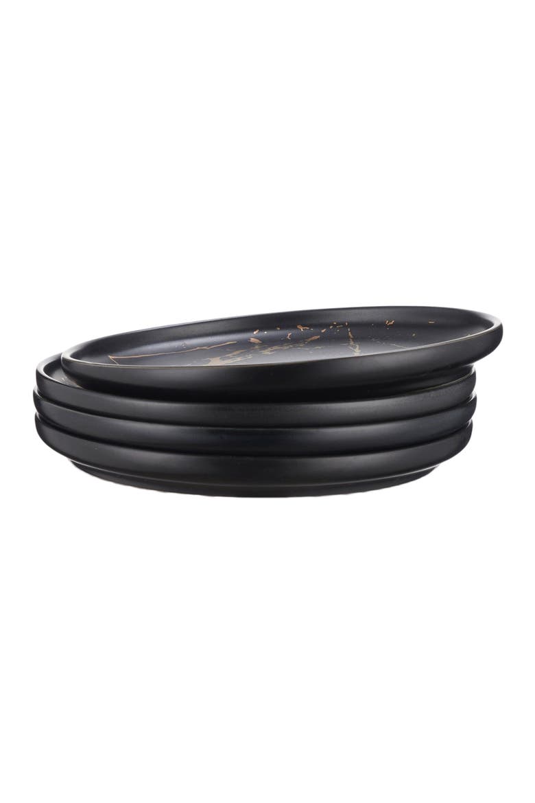 Zora Porcelain 4-Piece Salad Plate Set, Alternate, color, Black