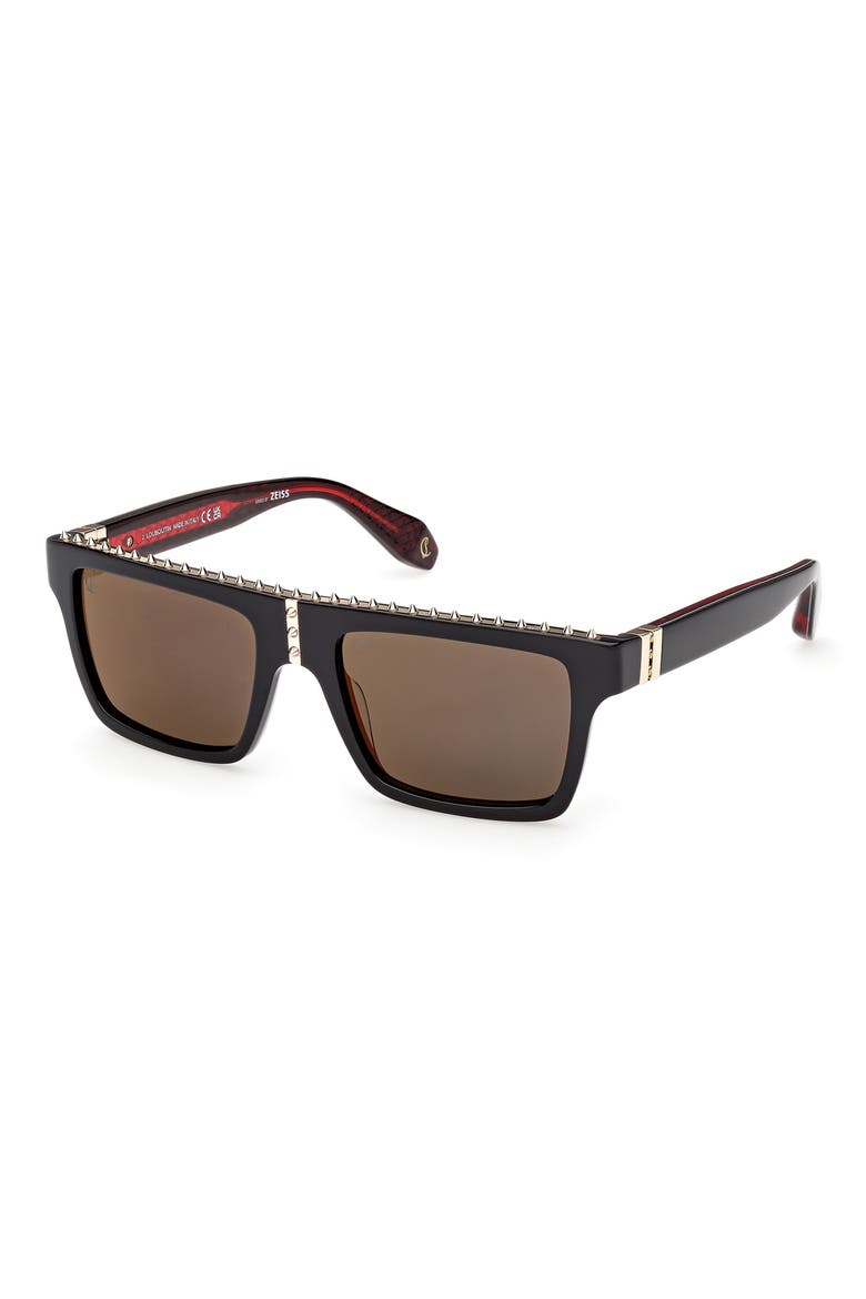 56mm Rectangular Sunglasses, Alternate, color, BLACK / RED GUNMETAL / GOLD