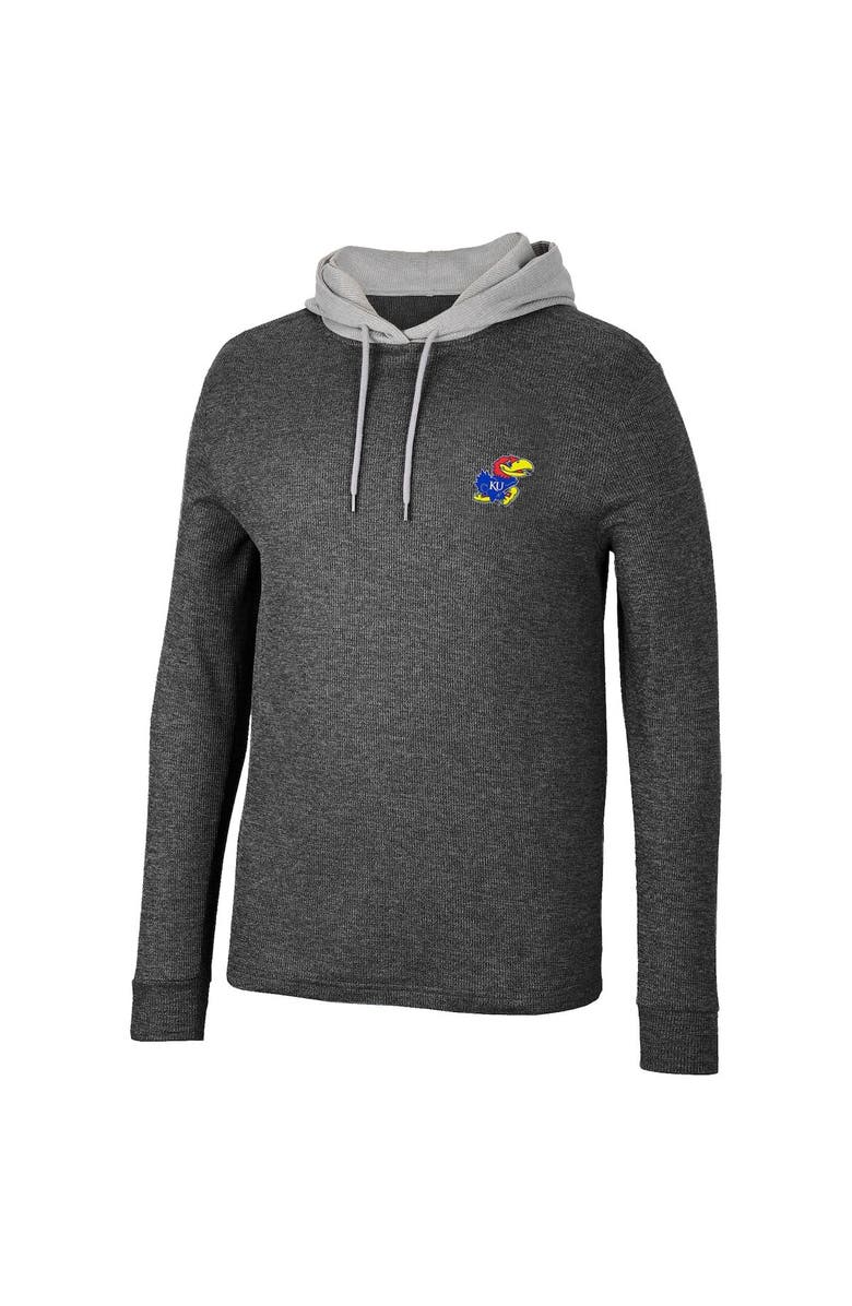 COLOSSEUM Men's Colosseum Black Kansas Jayhawks Ballot Waffle-Knit Thermal Long Sleeve Hoodie T-Shirt, Alternate, color, Black