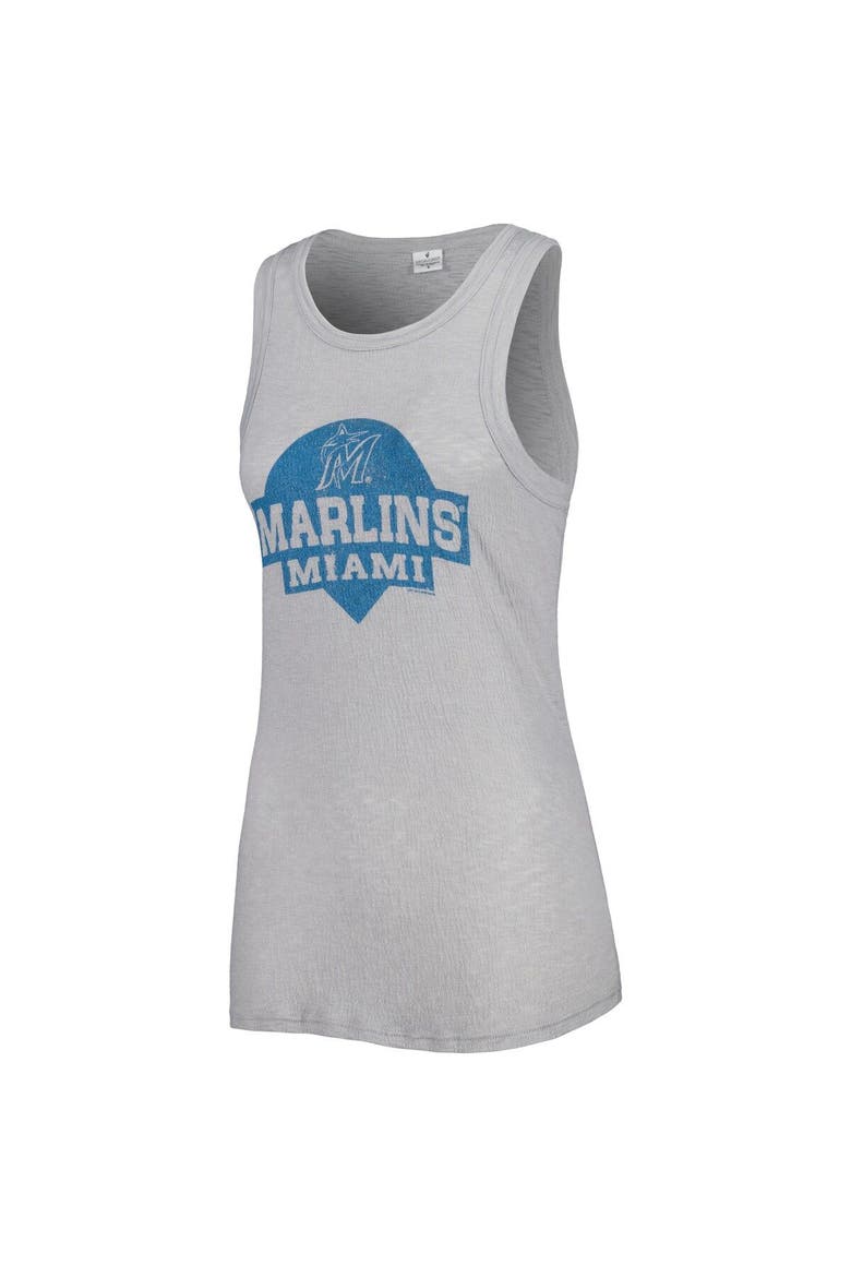 Women's Soft as a Grape Gray Miami Marlins Tri-Blend Tank Top, Alternate, color, Gray