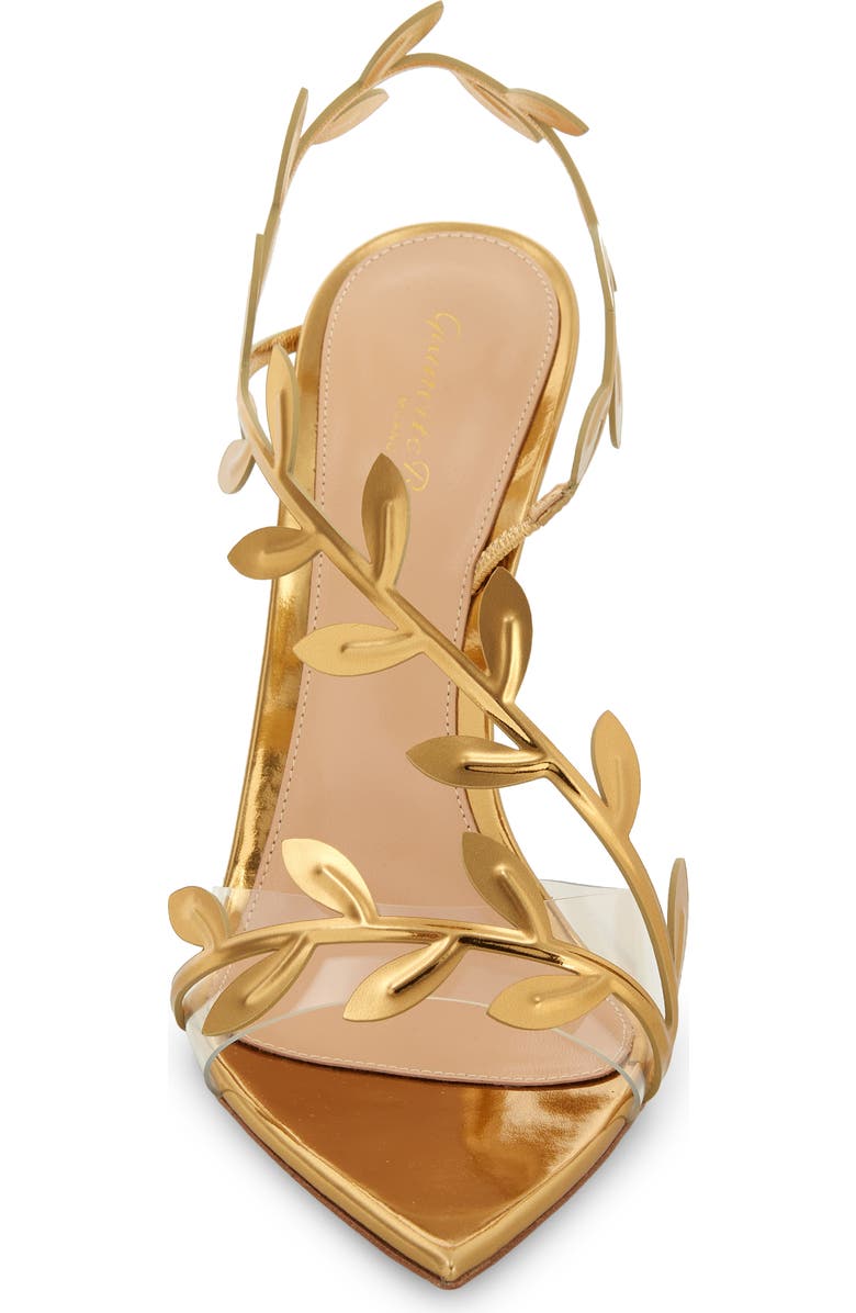 Gianvito Rossi Flavia Leaf Pointed Toe Asymmetric Slingback Sandal, Alternate, color, Trasp/Mekong