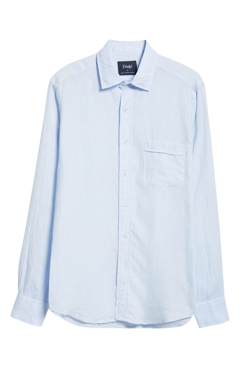 Drake's Linen Button-Up Shirt, Alternate, color, Sky Blue