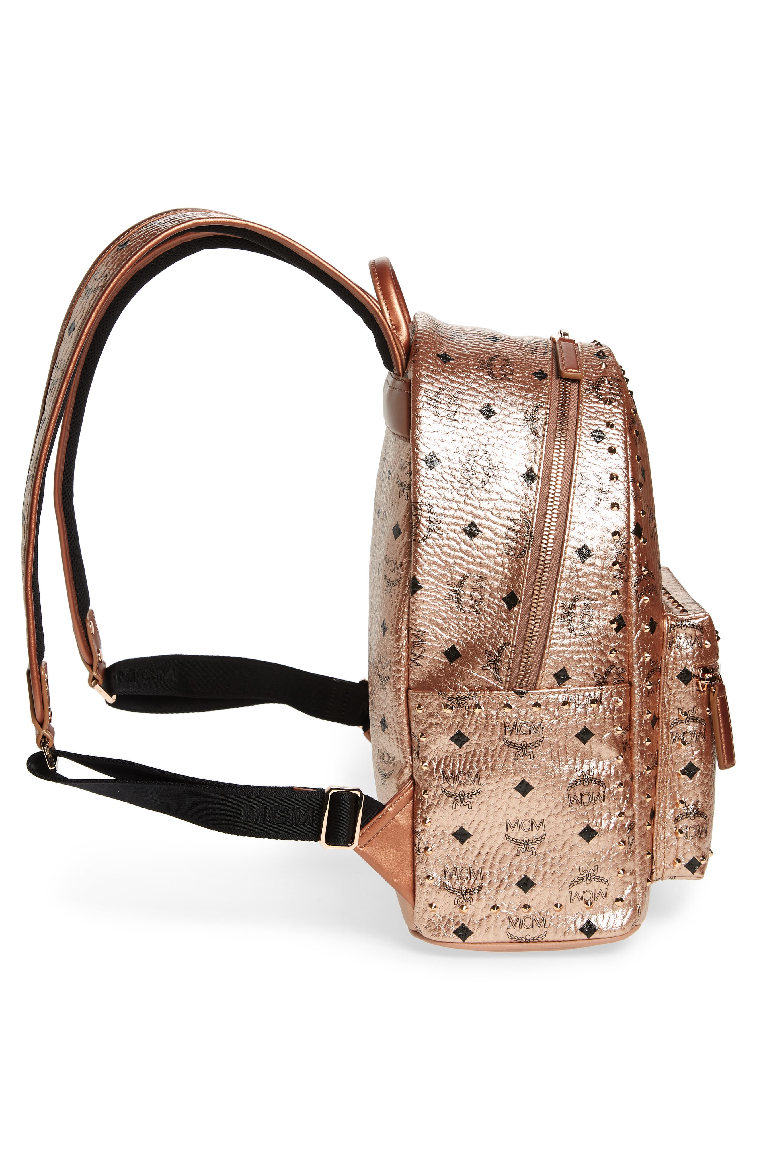 MCM Medium Stark Side Stud Coated Canvas Backpack, Alternate, color, 