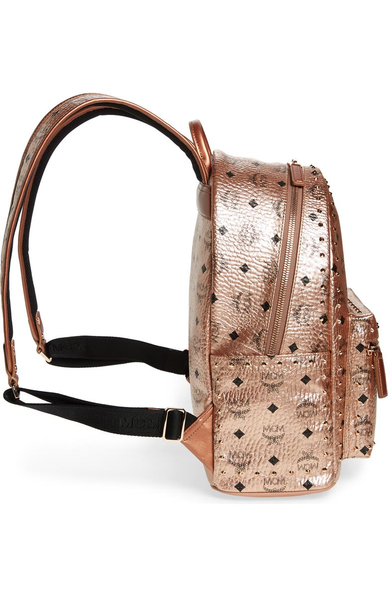 MCM Medium Stark Side Stud Coated Canvas Backpack, Alternate, color,