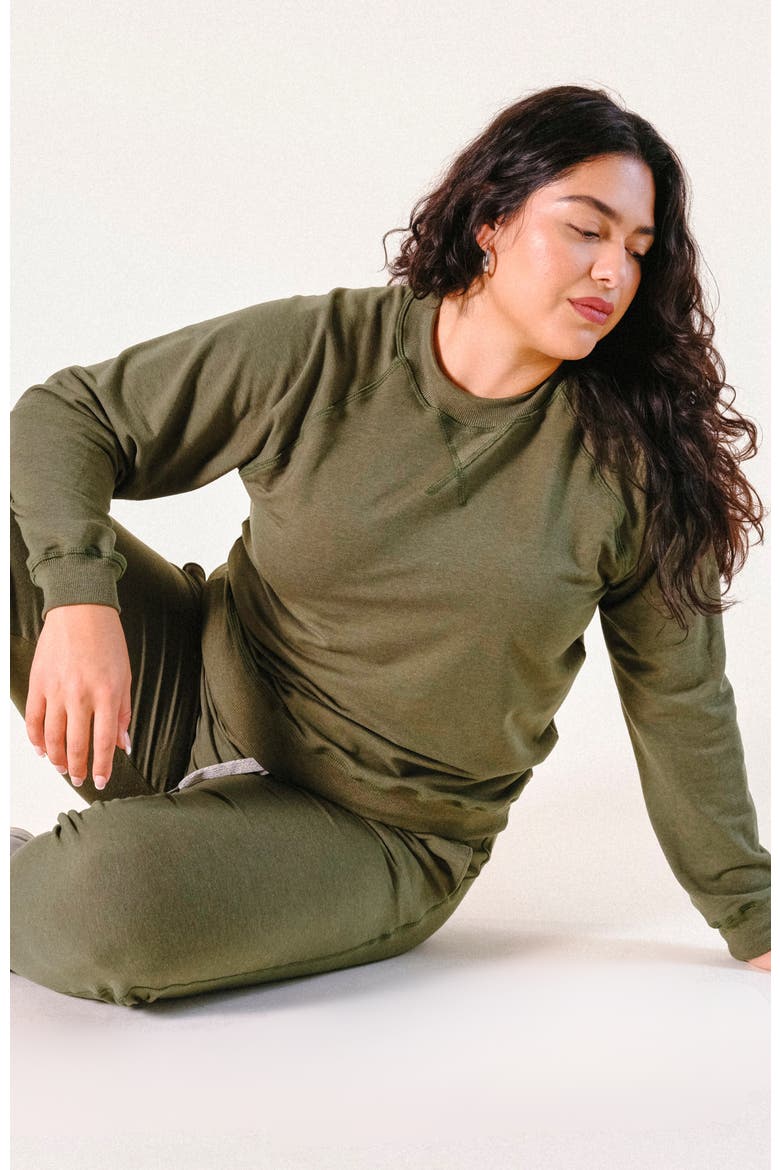 Plus Agnes Organic Cotton + Tencel Jogger Pant, Main, color, Moss