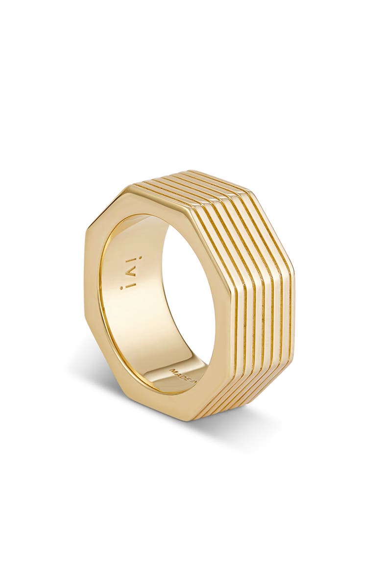 IVI Los Angeles Wide Octagon Band Ring, Alternate, color, Yellow Gold