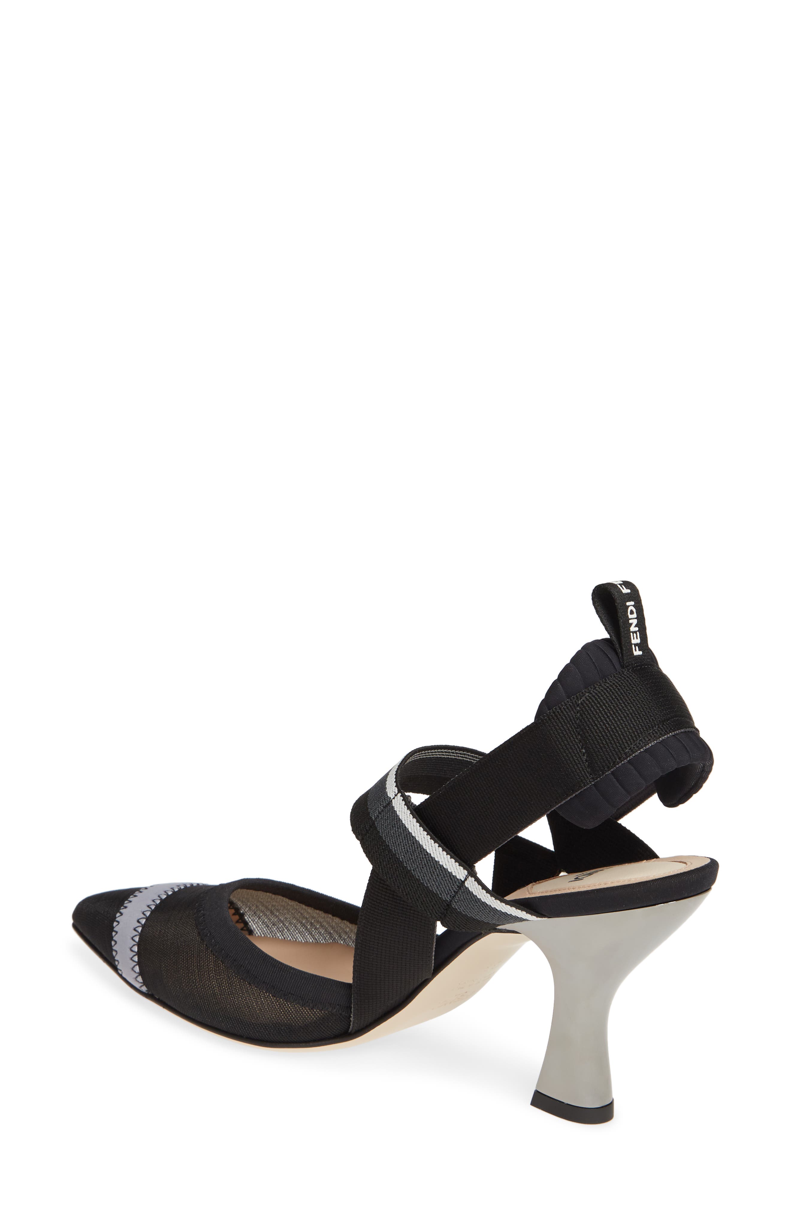 Fendi Colibri Mesh Slingback Pointed Toe Pump, Alternate, color, 