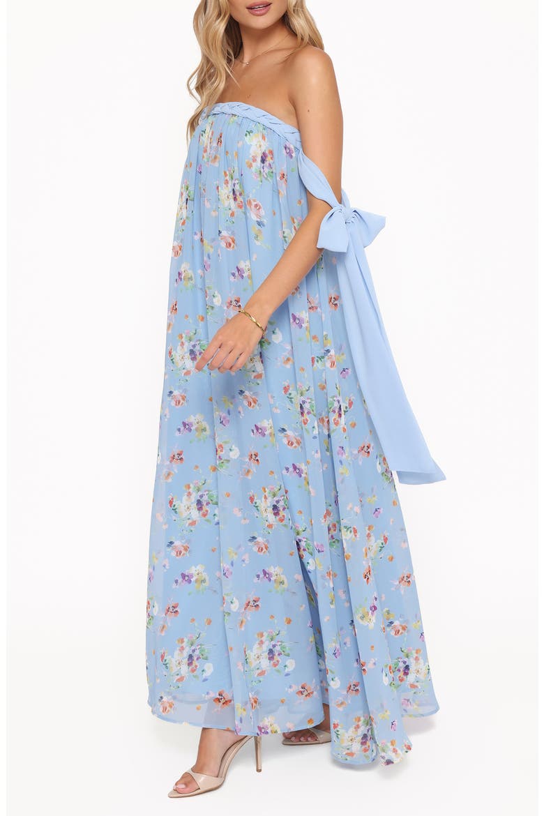 Codie Floral Strapless Maxi Dress, Alternate, color, CORNFLOWER BLUE FLORAL
