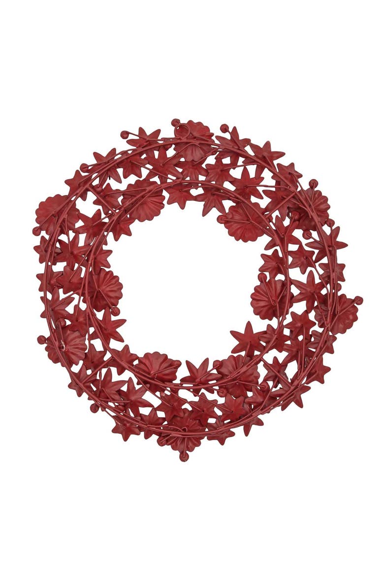 Lucy Red Metal Floral Wreath Wall Art, Alternate, color, Red