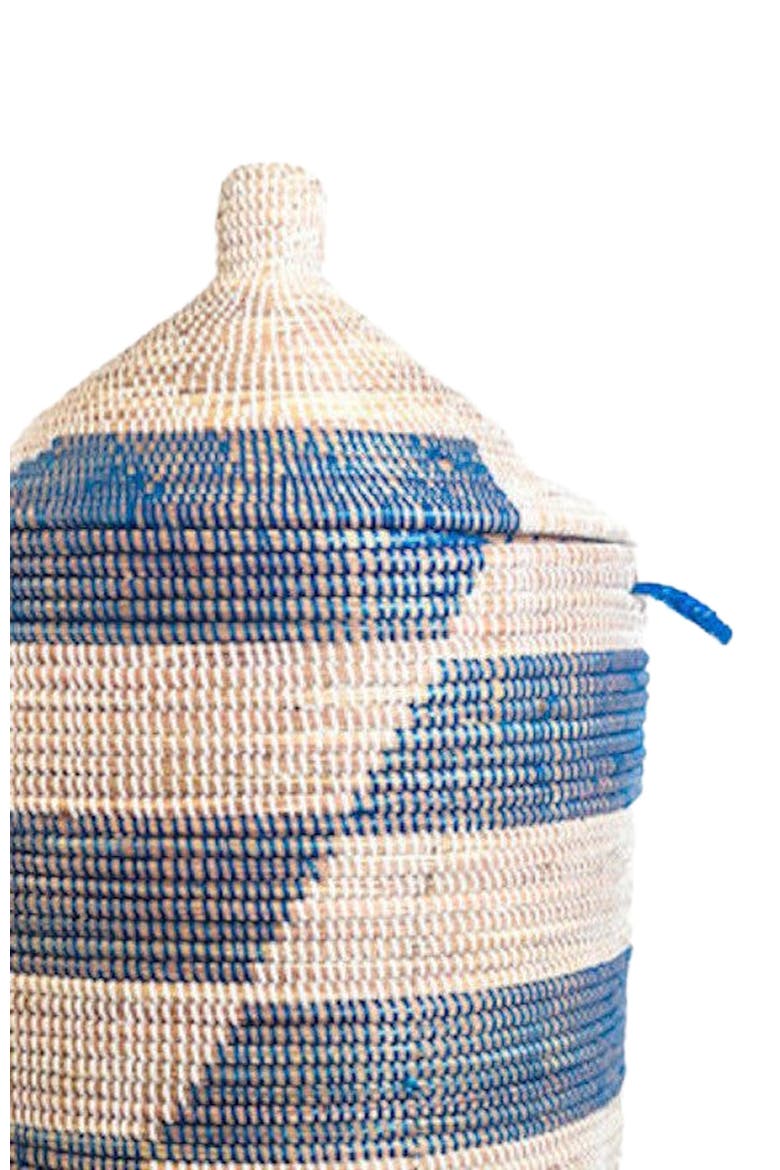 Dou Lid Storage Basket Stripe Blue, Alternate, color, Blue