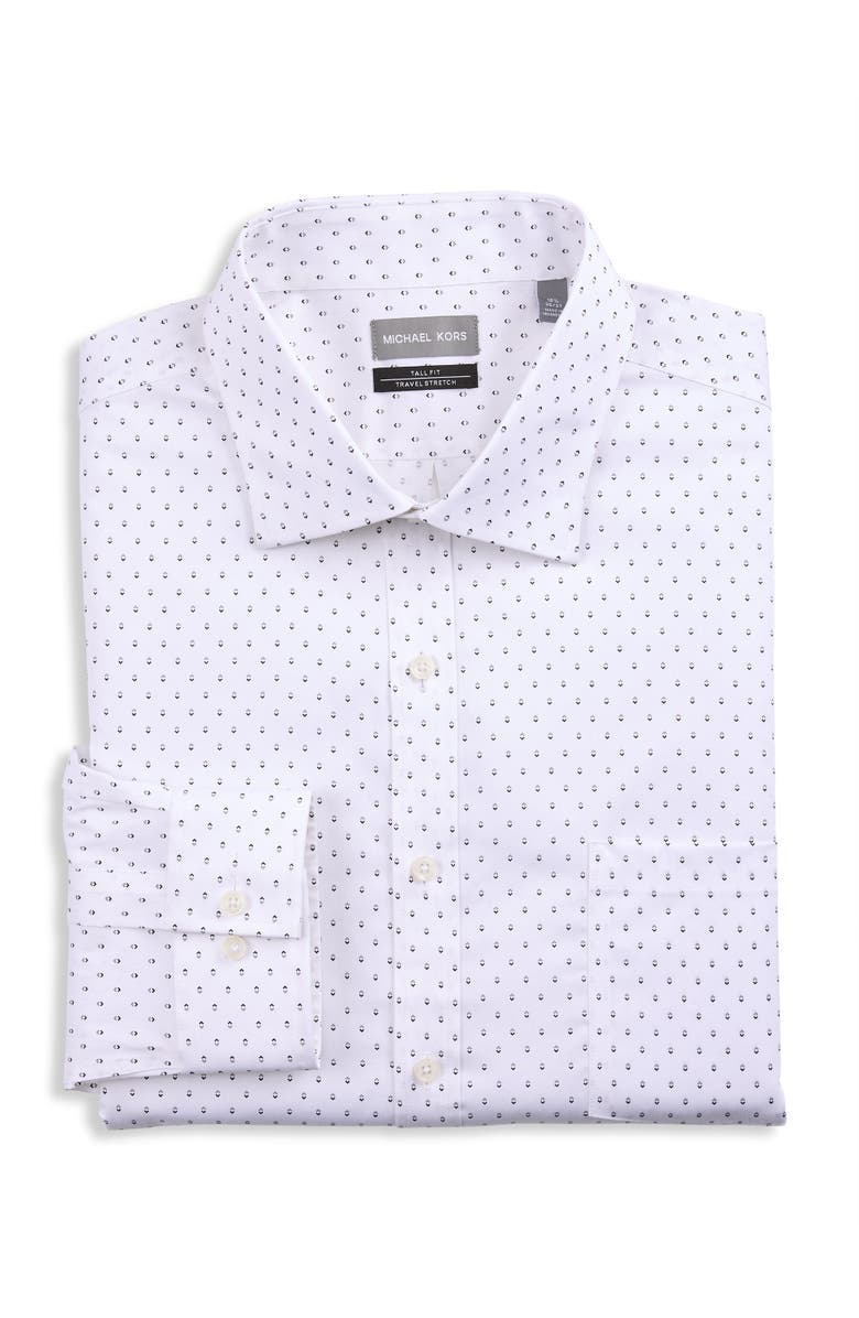 Michael Kors Big & Tall Non-Iron Geometric Print Dress Shirt, Alternate, color, White