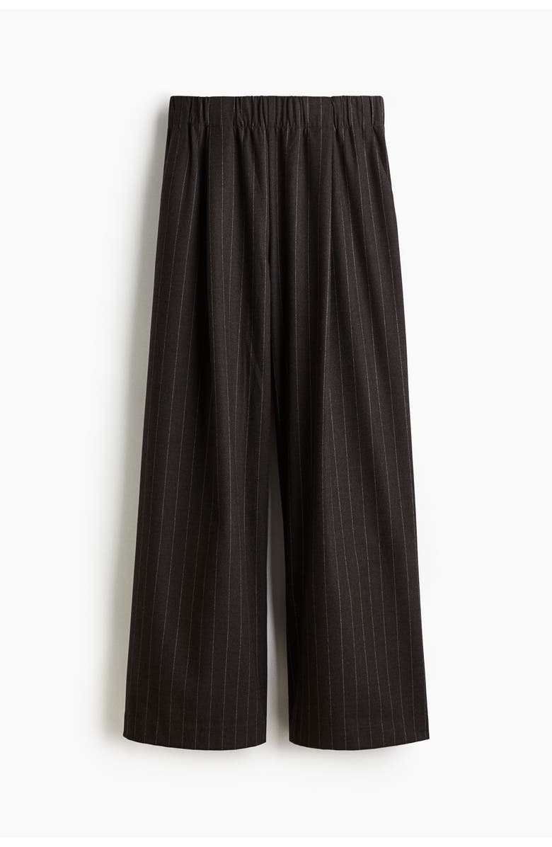H&M Wide-leg pull-on pants, Alternate, color, Dark Brown/Pinstriped