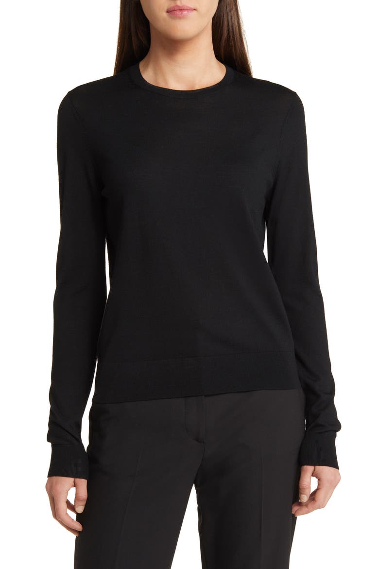 Rega Merino Wool Sweater, Main, color, BLACK