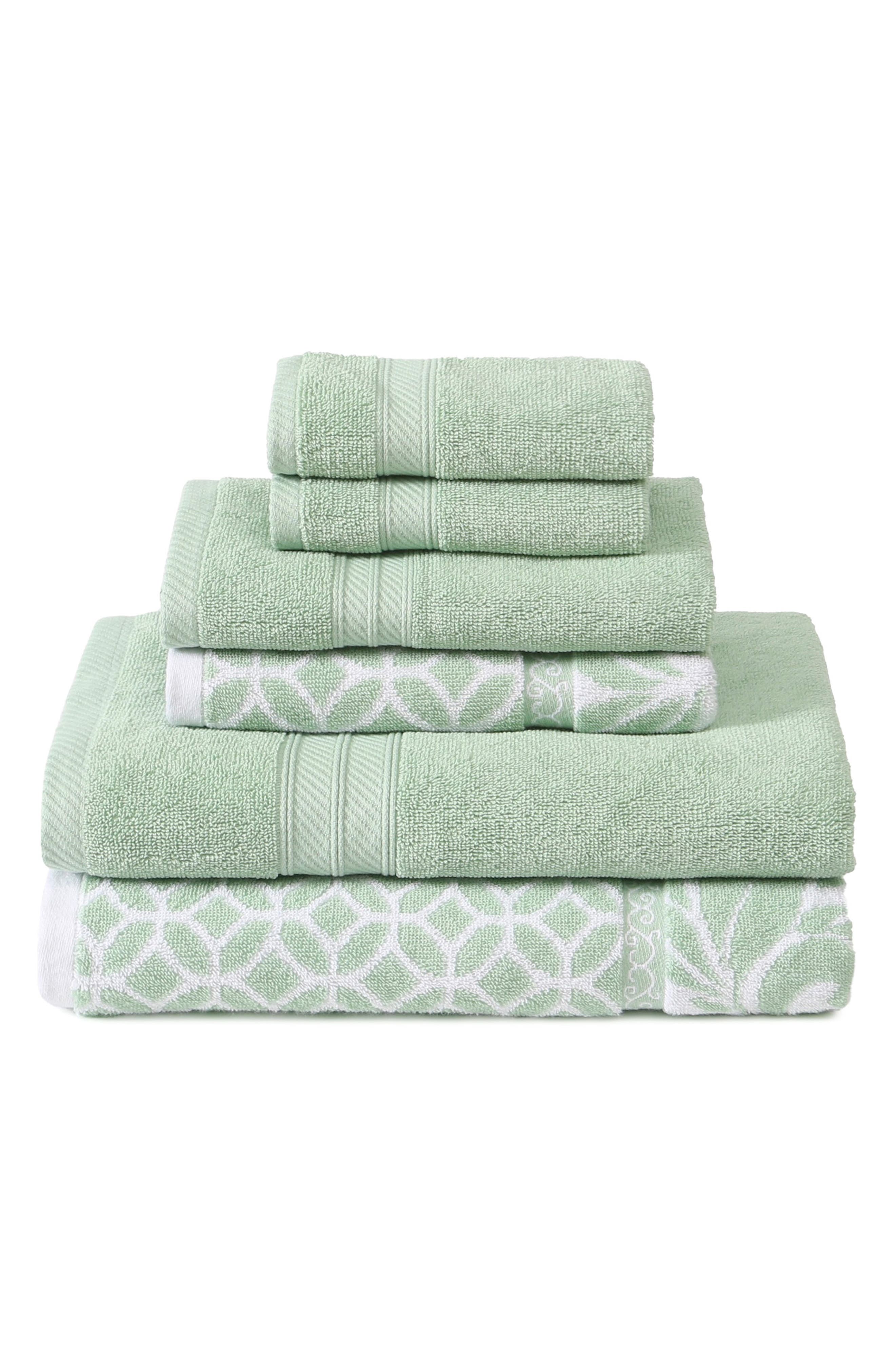 MODERN THREADS Trefoil Filigree Reversible Yarn-Dyed Jacquard 6-Piece Towel Set