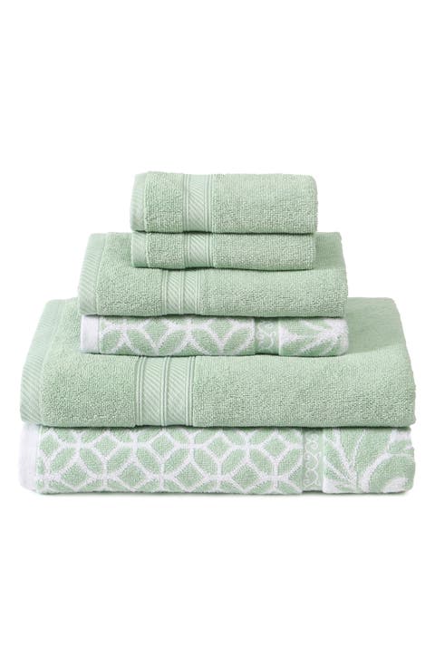 MODERN THREADS Trefoil Filigree Reversible Yarn-Dyed Jacquard 6-Piece Towel Set
