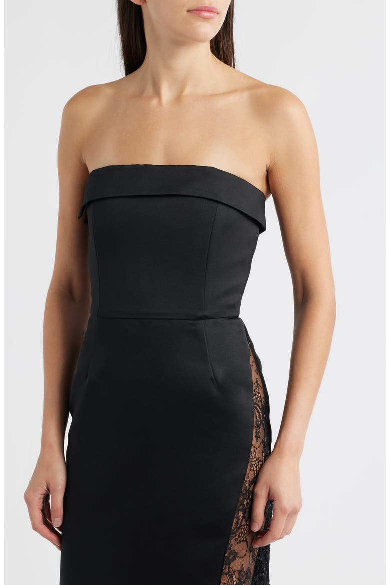 Nourisse Lace Inset Strapless Gown, Alternate, color, BLACK