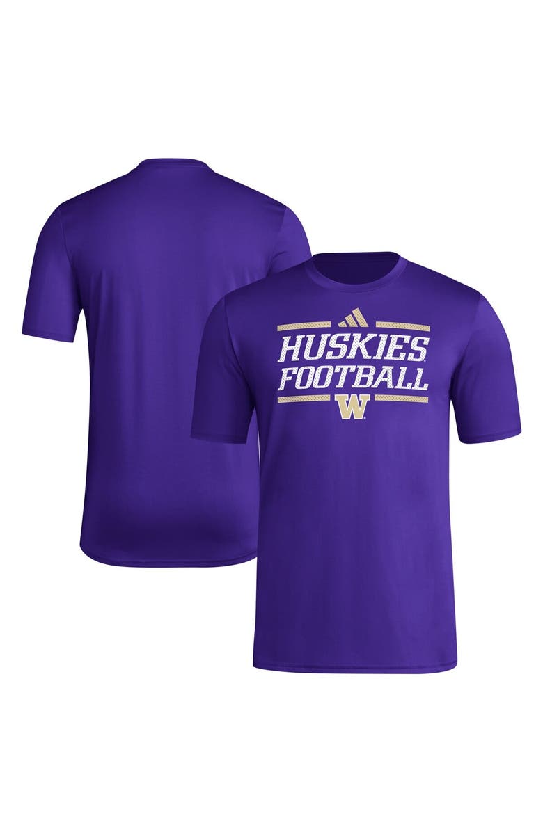 adidas Men's adidas Purple Washington Huskies Locker Football Pre-Game AEROREADY T-Shirt, Main, color, Purple