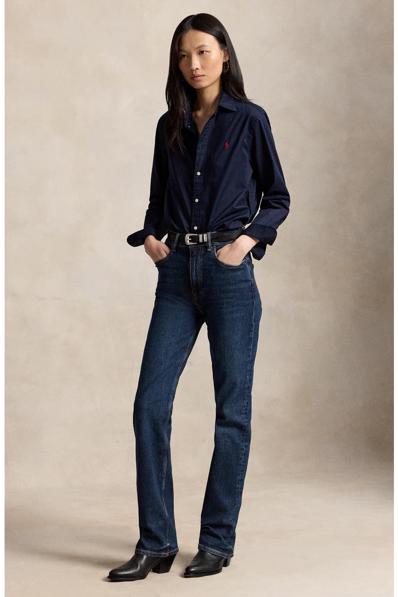 Classic Fit Cotton Twill Button-Up Shirt, Alternate, color, HUNTER NAVY