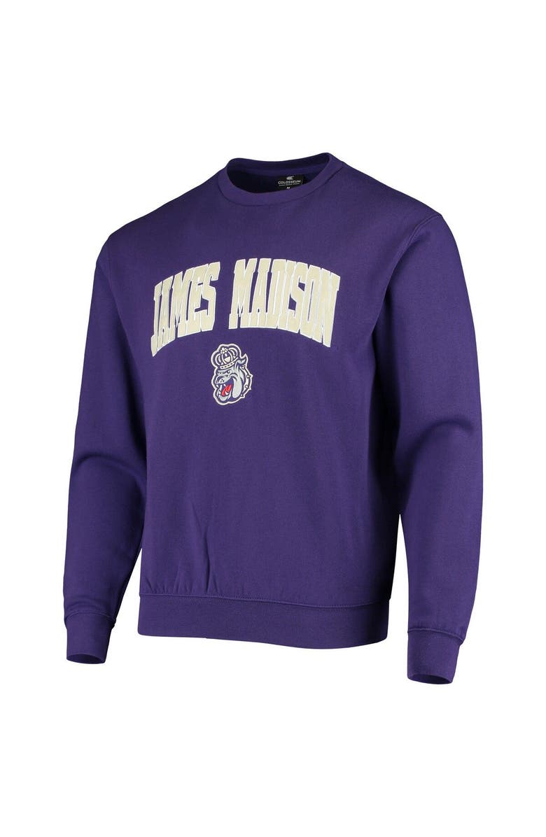 COLOSSEUM Men's Colosseum Purple James Madison Dukes Arch & Logo Tackle Twill Pullover Sweatshirt, Alternate, color, Purple