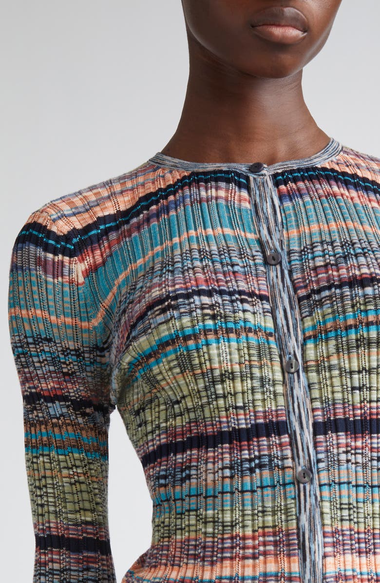 Ulla Johnson Lex Ruffle Space Dye Cardigan, Alternate, color, Azurite