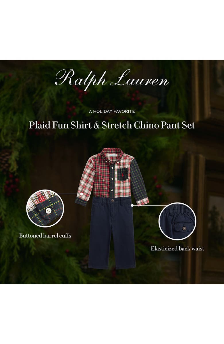 Ralph Lauren Plaid Poplin Button-Down Shirt & Pants Set, Alternate, color, Red/ Blue Multi