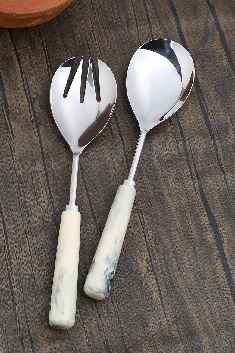 Resin & Metal Salad Server 2-Piece Set, Alternate, color, IVORY