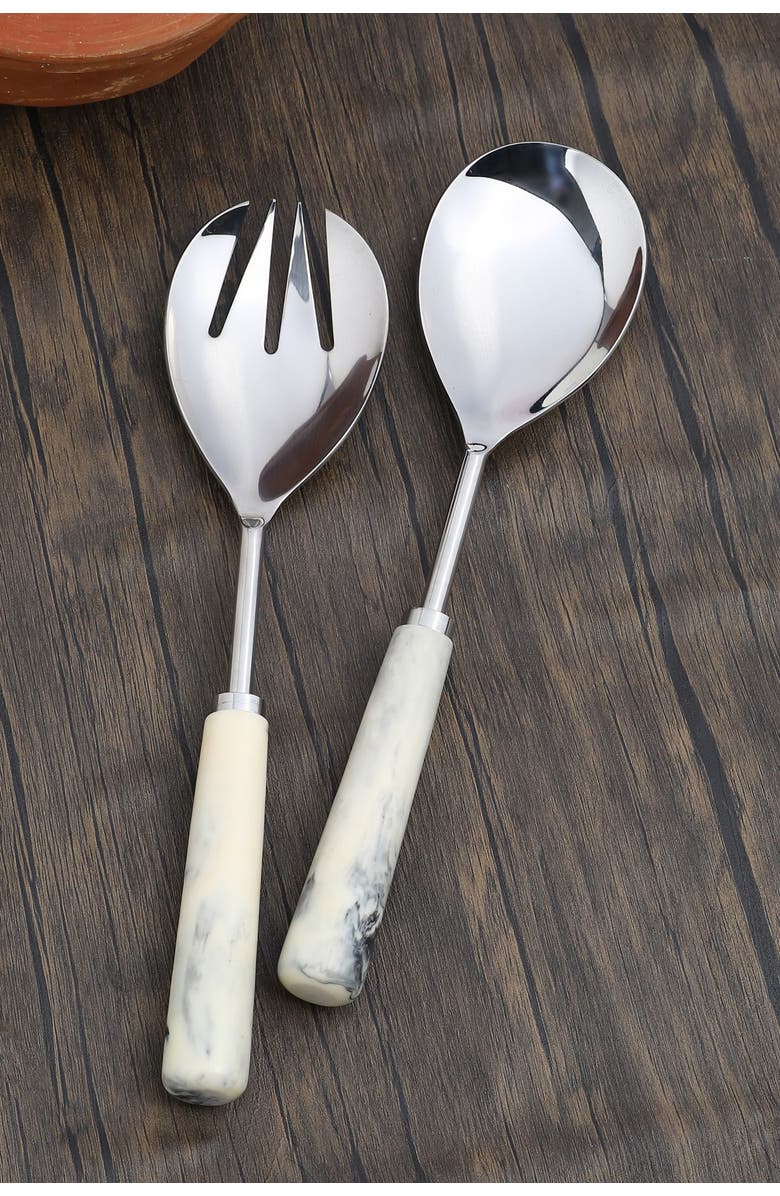 Tiramisu Resin & Metal Salad Server 2-Piece Set, Alternate, color, Ivory