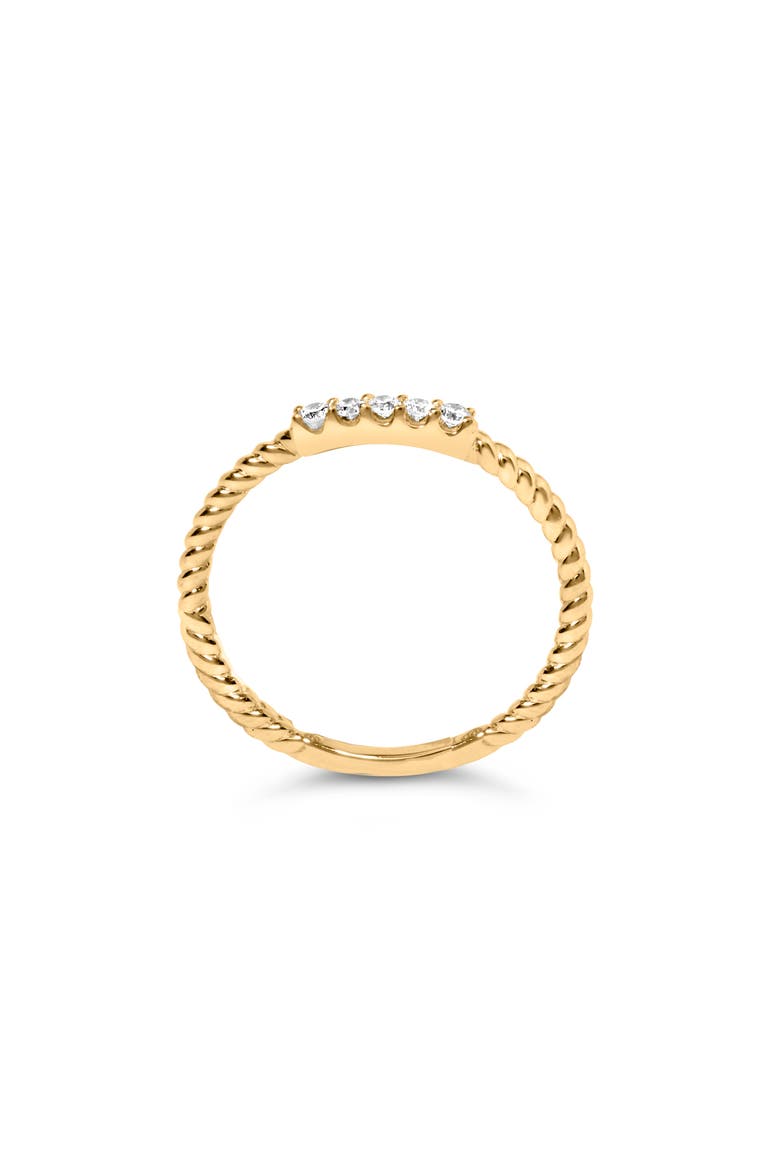 10K Yellow Gold 1/10 Cttw Diamond 5 Stone Braided Shank Band Ring, Alternate, color, Yellow Gold