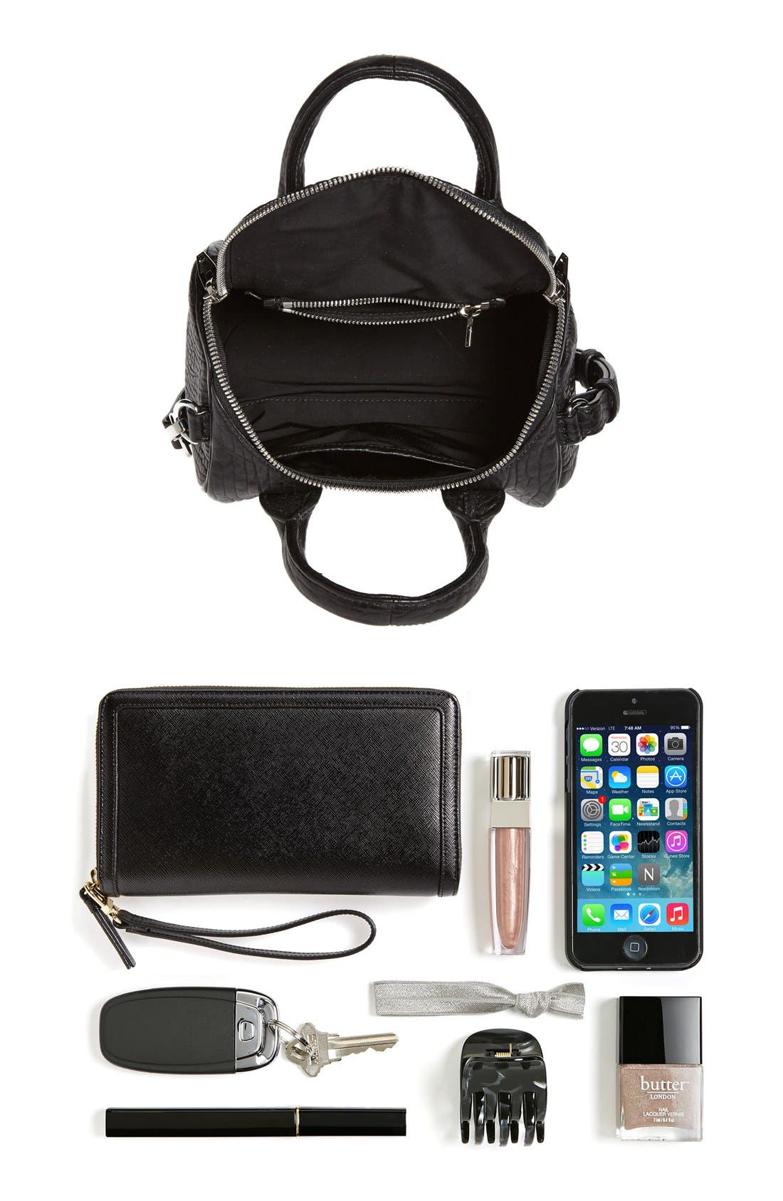 Alexander Wang 'Mini Rockie - Nickel' Leather Crossbody Satchel, Alternate, color, 