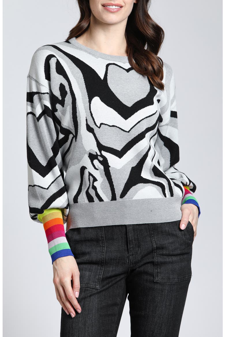 Swirl Heart Sweater, Main, color, GREY MULTI