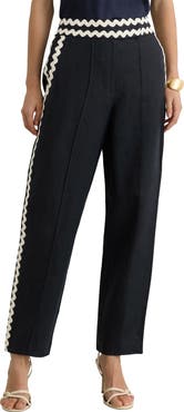 Reiss Mila Rickrack Detail Ankle Straight Leg Pants