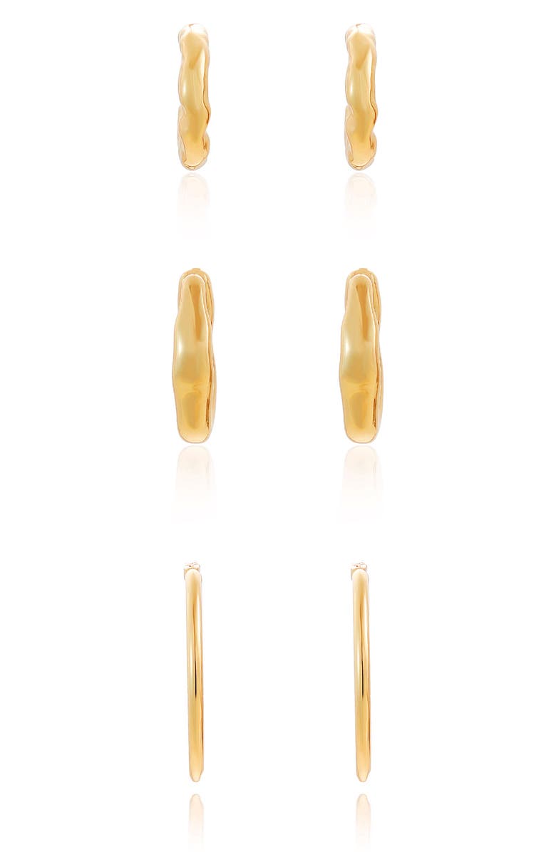 Ettika Set of 3 Hoop Earring Set, Alternate, color, Gold