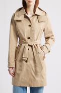 Michael Kors Water Resistant Trench Coat with Removable Hood
